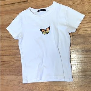 white butterfly brandy mellville cropped shirt